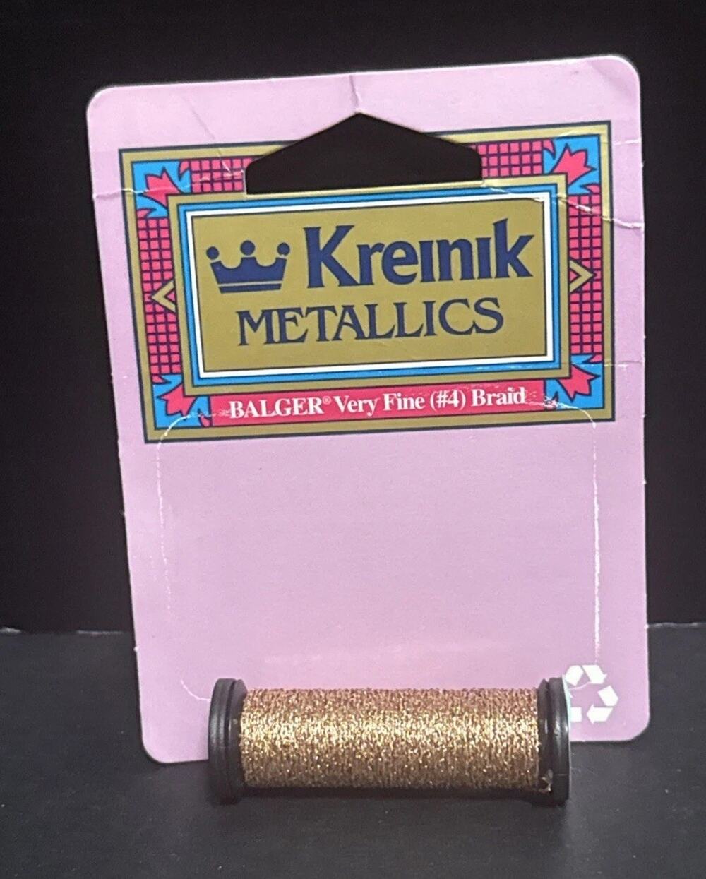 Kreinik #4 Very Fine Braid Metallic Gold Thread USA Cross Stitch KRE034 Vintaged